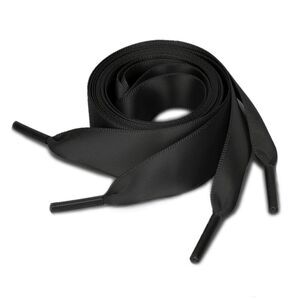 2 Pairs Satin Flat Ribbon Shoelaces Sneakers Canvas Shoestrings Black